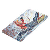 Kerstmis in Florida Santa Claus rijden Alligator Magneet (Linkerzijde)