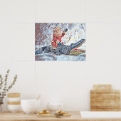 Kerstmis in Florida Santa Claus rijden Alligator Poster (Keuken)
