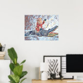 Kerstmis in Florida Santa Claus rijden Alligator Poster (Thuiskantoor)