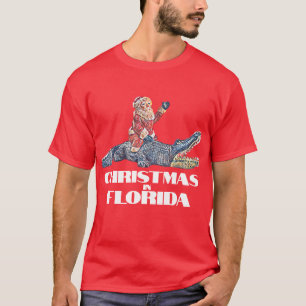 Kerstmis in Florida Santa Claus rijden Alligator T-shirt