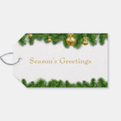 Kerstmis in Garland Gold-kerstballen Cadeaulabel (Achterkant Horizontaal)