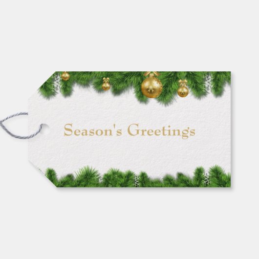 Kerstmis in Garland Gold-kerstballen Cadeaulabel (Achterkant Horizontaal)