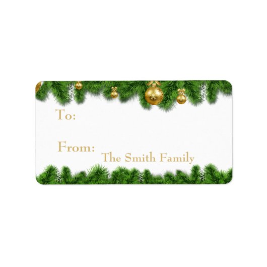 Kerstmis in Garland Gold-kerstballen Etiket (Voorkant)