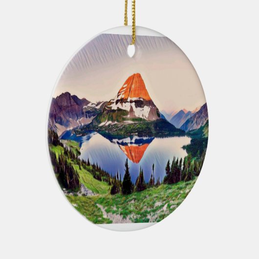 Kerstmis in Glacier Park Keramisch Ornament (Rechts)