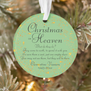 Kerstmis in Hemel Gouden Herdenkingsfoto Groen Ornament