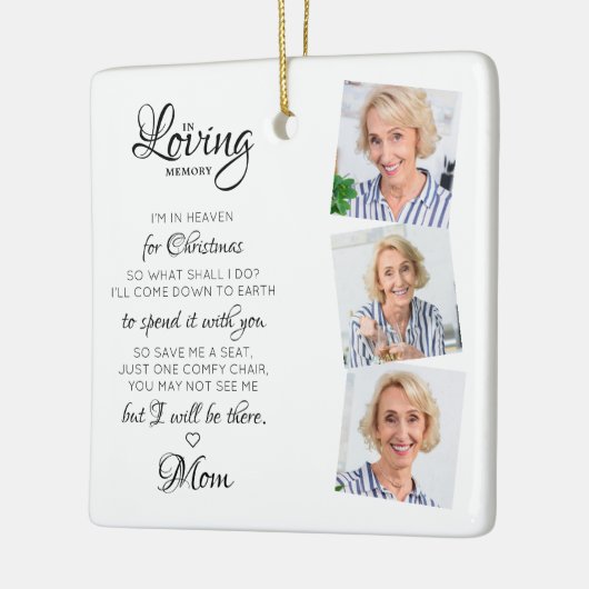 Kerstmis in hemelsnaam Geheugen 3 Foto Memorial Keramisch Ornament (Links)