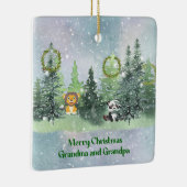 Kerstmis in het bos voor grootouders keramisch ornament (Rechts)