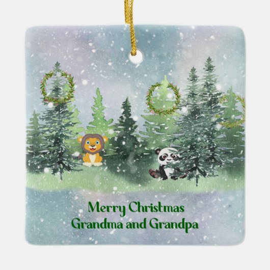 Kerstmis in het bos voor grootouders keramisch ornament (Voorkant)