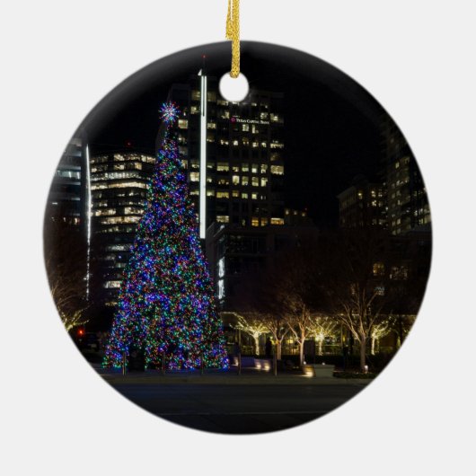 Kerstmis in het centrum van Dallas Keramisch Ornament (Achterkant)