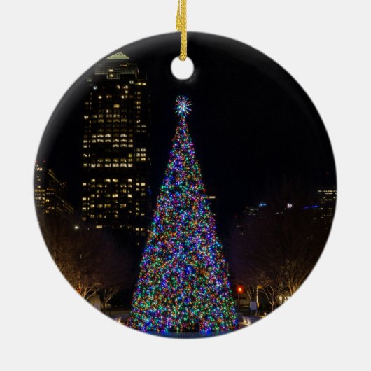 Kerstmis in het centrum van Dallas Keramisch Ornament (Achterkant)