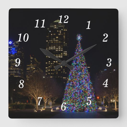 Kerstmis in het centrum van Dallas Wall Clock Vierkante Klok (Voorkant)