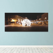 Kerstmis in het centrum van Esztergom Hongarije. Canvas Afdruk (Insitu (Houten vloer))