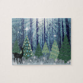 Kerstmis in het Forest Design Jigzaag Puzzle Legpuzzel