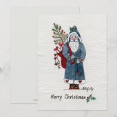 Kerstmis in het groengekleurd tan-papier feestdagenkaart (Voorkant / Achterkant)