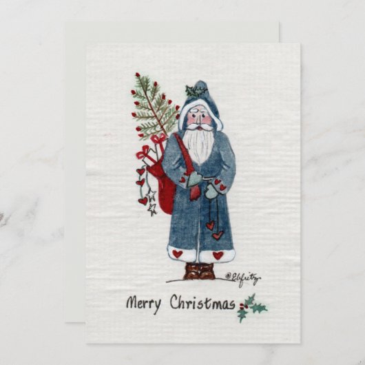 Kerstmis in het groengekleurd tan-papier feestdagenkaart (Voorkant / Achterkant)