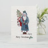 Kerstmis in het groengekleurd tan-papier feestdagenkaart (Staand voorkant)