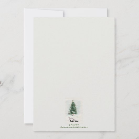 Kerstmis in het groengekleurd tan-papier feestdagenkaart (Achterkant)