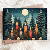 Kerstmis in het kaarsverlichte bos feestdagen kaart
