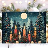 Kerstmis in het kaarsverlichte bos feestdagen kaart