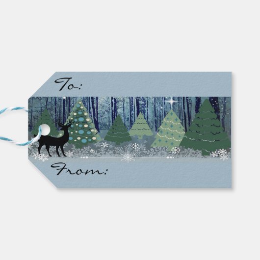 Kerstmis in het Label Forest Design Gift Cadeaulabel (Achterkant Horizontaal)