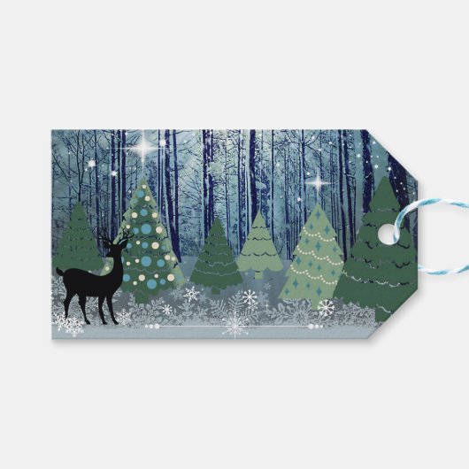 Kerstmis in het Label Forest Design Gift Cadeaulabel (Voorkant (Horizontaal))