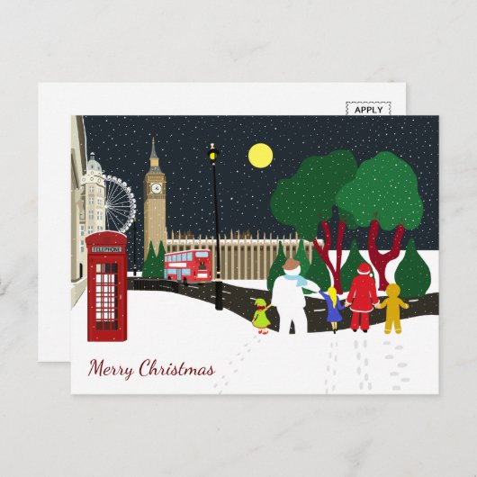 Kerstmis in het Londense feestdag Briefkaart (Voorkant / Achterkant)