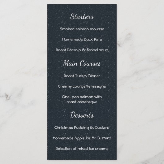 Kerstmis in het Londense menu (Achterkant)