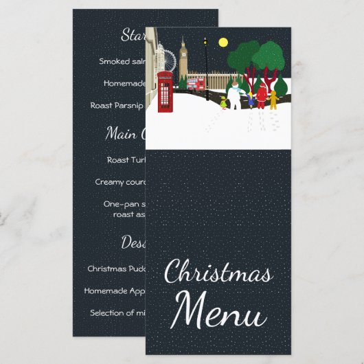 Kerstmis in het Londense menu (Voorkant / Achterkant)