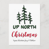 Kerstmis in het noorden, rustige groenblijvende bo briefkaart (Voorkant)