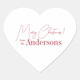 Kerstmis in het rood en wit van familienaam hart sticker