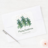Kerstmis in het winterbos vierkante sticker (Envelop)