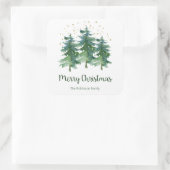 Kerstmis in het winterbos vierkante sticker (Tas)