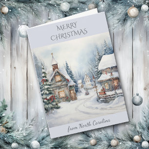 Kerstmis in het winterlandschap van North Carolina Feestdagen Kaart