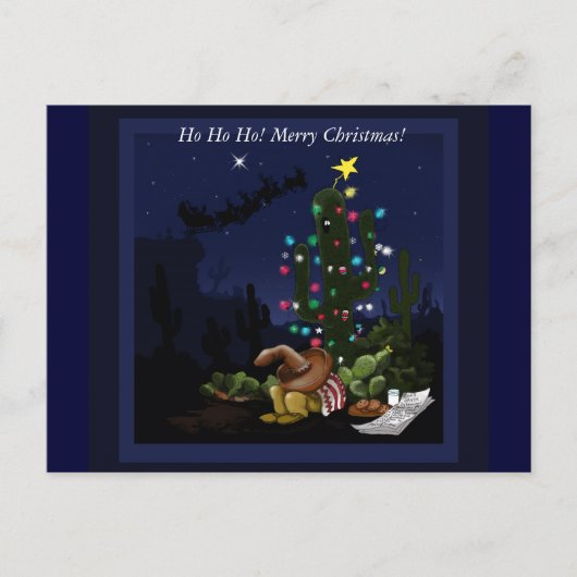 Kerstmis in het zuidwesten verlichte cactus feestdagenkaart (Voorkant)