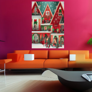 Kerstmis in huis   AI Art Poster
