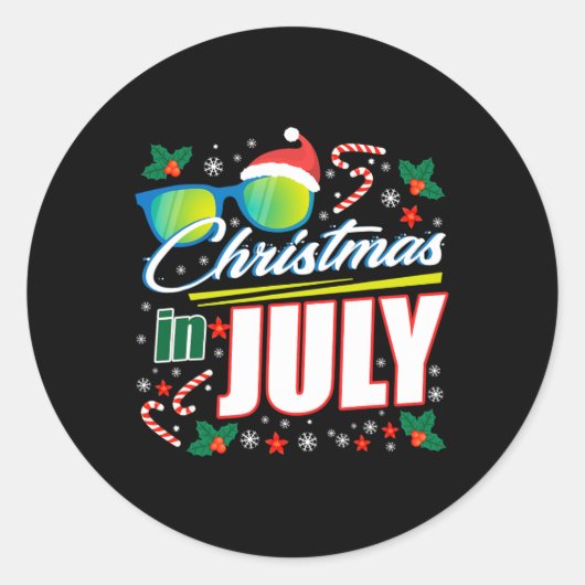 Kerstmis in juli 1 ronde sticker (Voorkant)