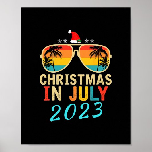 Kerstmis in juli 2023 rendieren Merry Santa Summer Poster (Voorkant)