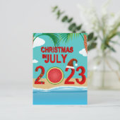 Kerstmis in juli 2023 Watermeloen Beach Feestdagenkaart (Staand voorkant)