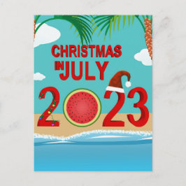 Kerstmis in juli 2023 Watermeloen Beach Feestdagenkaart