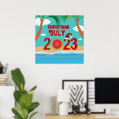 Kerstmis in juli 2023 Watermeloen Beach Poster (Thuiskantoor)