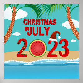 Kerstmis in juli 2023 Watermeloen Beach Poster