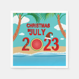 Kerstmis in juli 2023 Watermeloen Beach Servet