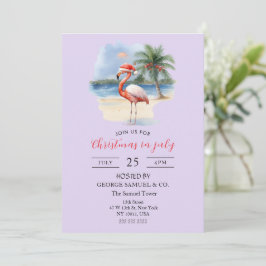 Kerstmis in juli Aangepast bedrijfsnaam Flamingo Kaart