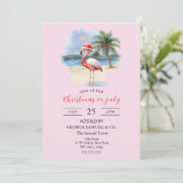Kerstmis in juli Aangepast Bedrijfsnaam Flamingo Kaart