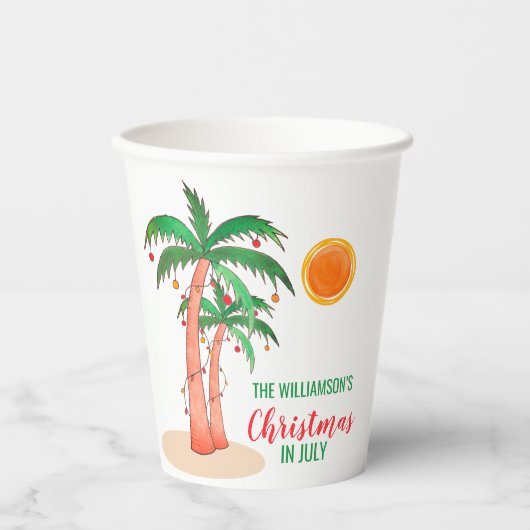 Kerstmis in juli Aangepaste naam Papieren Bekers (Voorkant)