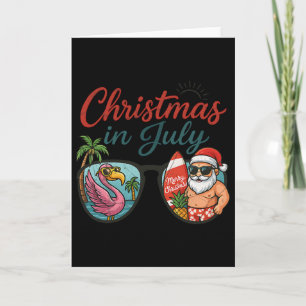 Kerstmis In Juli Alleenstaande Santa Flamingo Zome Kaart