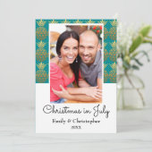 Kerstmis in juli ananas fotokaart feestdagenkaart (Staand voorkant)