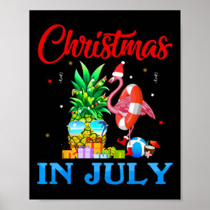 Kerstmis in juli Ananas Kerstboom Flamingo San Poster