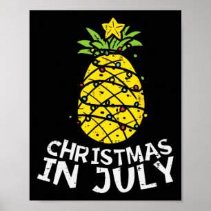 Kerstmis in juli Ananas Kerstboom Zomer Heren W Poster