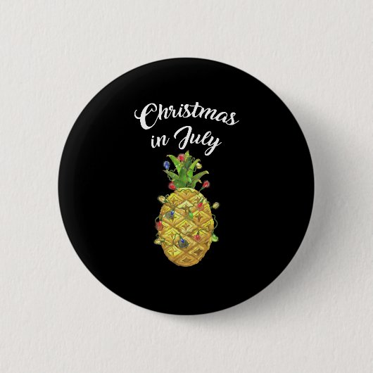 Kerstmis in juli Ananas Xmas Tree Lights Ronde Button 5,7 Cm (Voorkant)